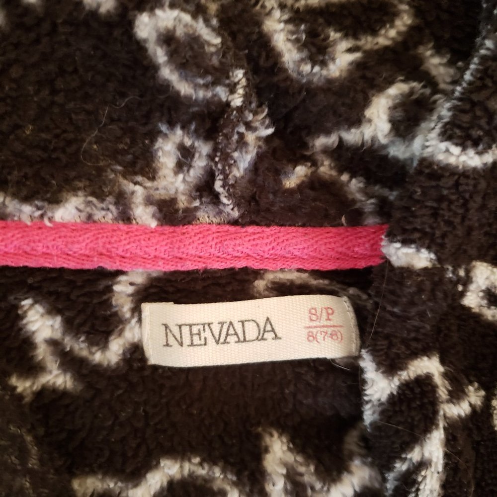 4/$20 Girls Nevada fuzzy cozy plush bathrobe black pink, size Small 7-8 - Picture 3 of 7